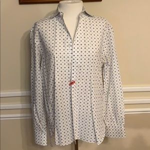 Roda Men’s White and Blue Casual Button Down Shirt Medium